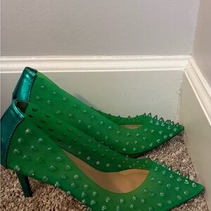 Elegant Green Spiked Women's Heels